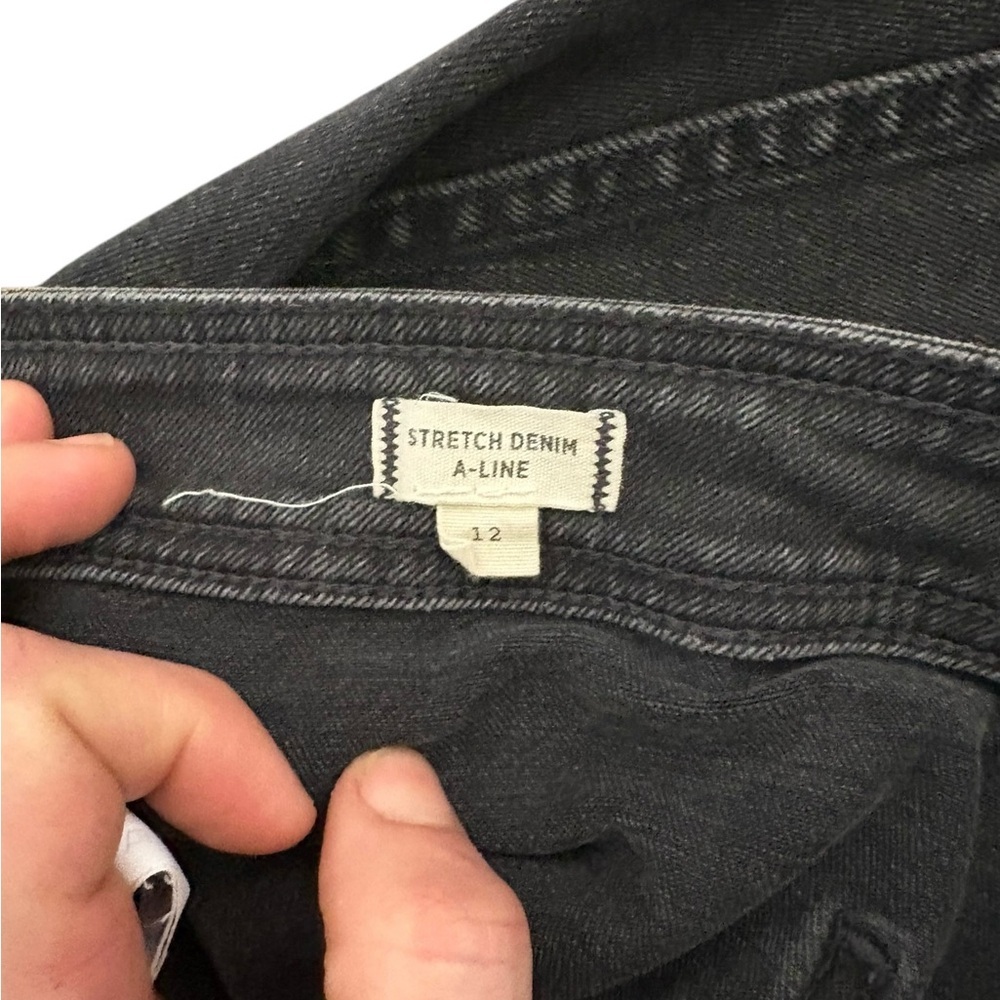 Madewell Stretch Denim A-Line Washed Charcoal Button-Front Mini Skirt - Picture 5 of 6